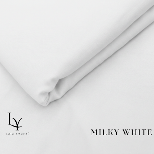 Premium Boski Unstitched Milky White Suit – Smooth Finish